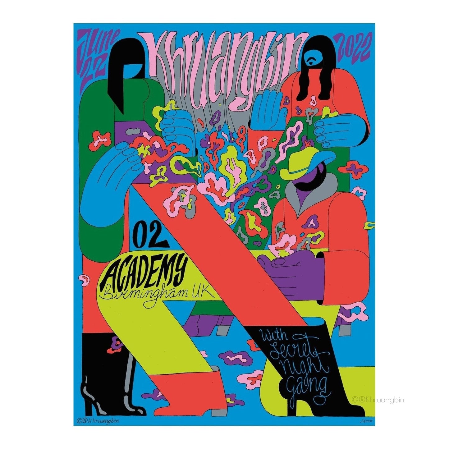 poster-birmingham-tour dates-colorful oversized kbin members with wavy font