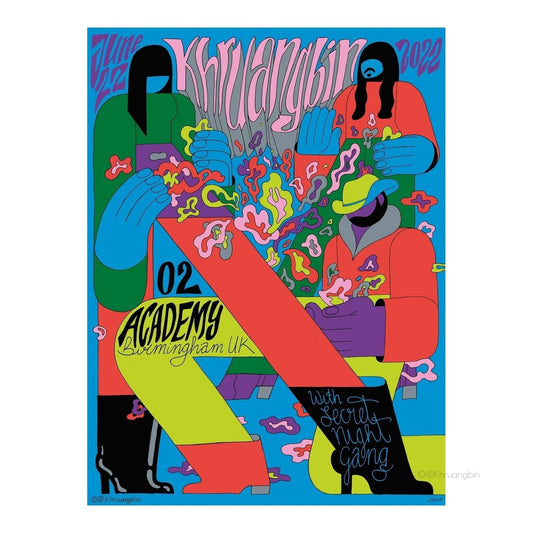 poster-birmingham-tour dates-colorful oversized kbin members with wavy font