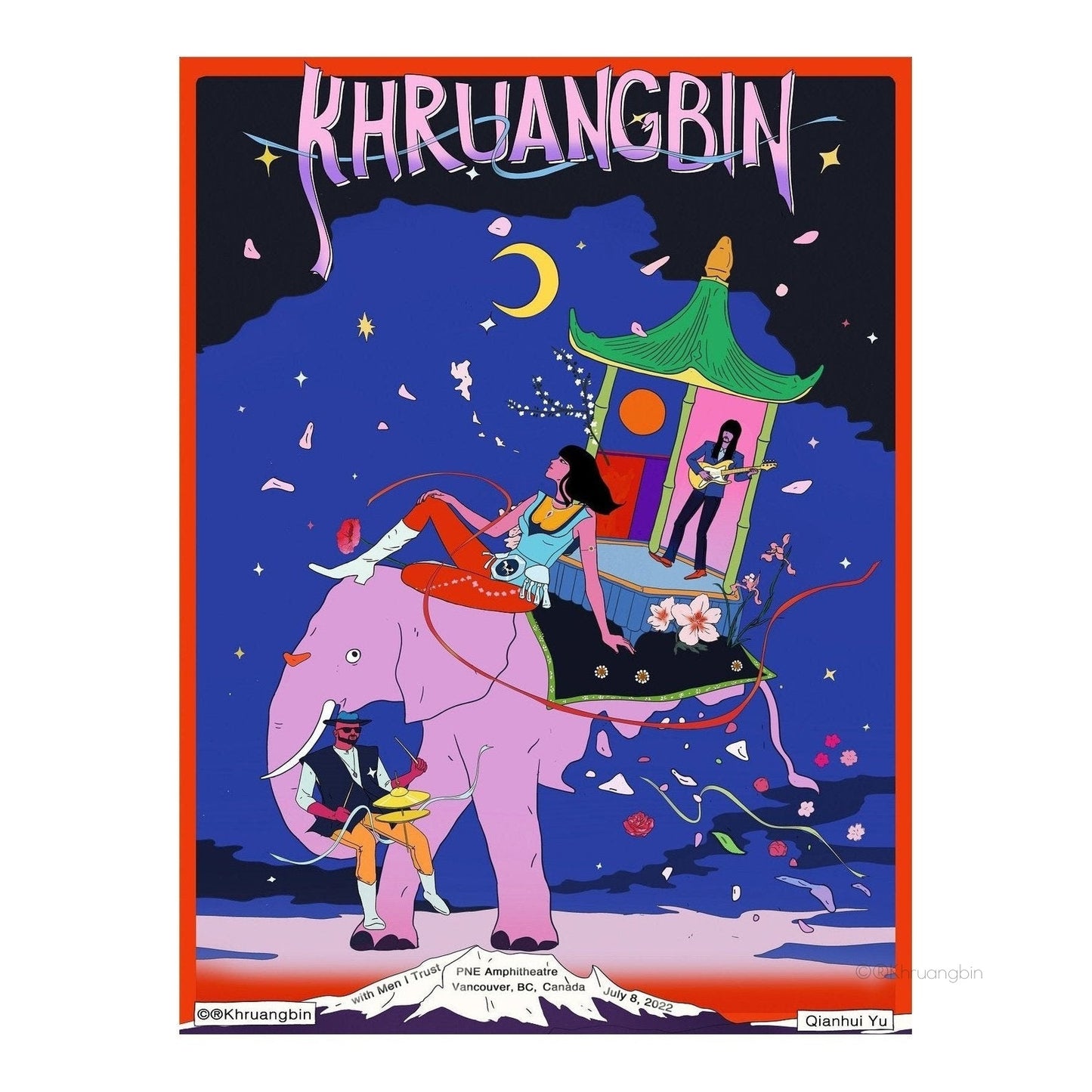 poster-vancouver-tour dates-kbin on circus elephant in the sky standing on mountain top
