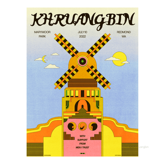 poster-redmond-tour dates-kbin heads inside mill with sun and crescent moon on sides