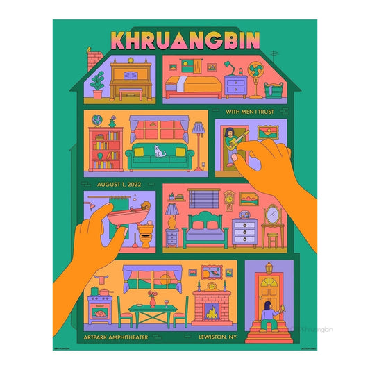 poster-lewiston-tour dates-kbin in doll house with two arms reaching inside