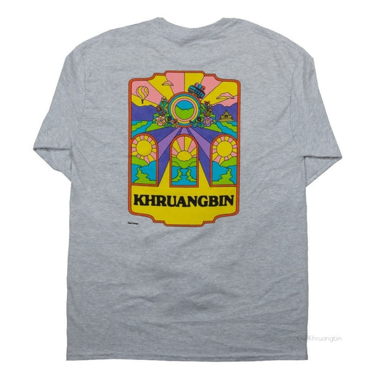 long sleeve tee-ash grey-front kbin with bus-back colorful sunset windows with river and hills-sleeve hot air balloon