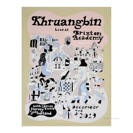 poster-brixton academy-tour dates-wavy art style with tall kbin laying in the streets