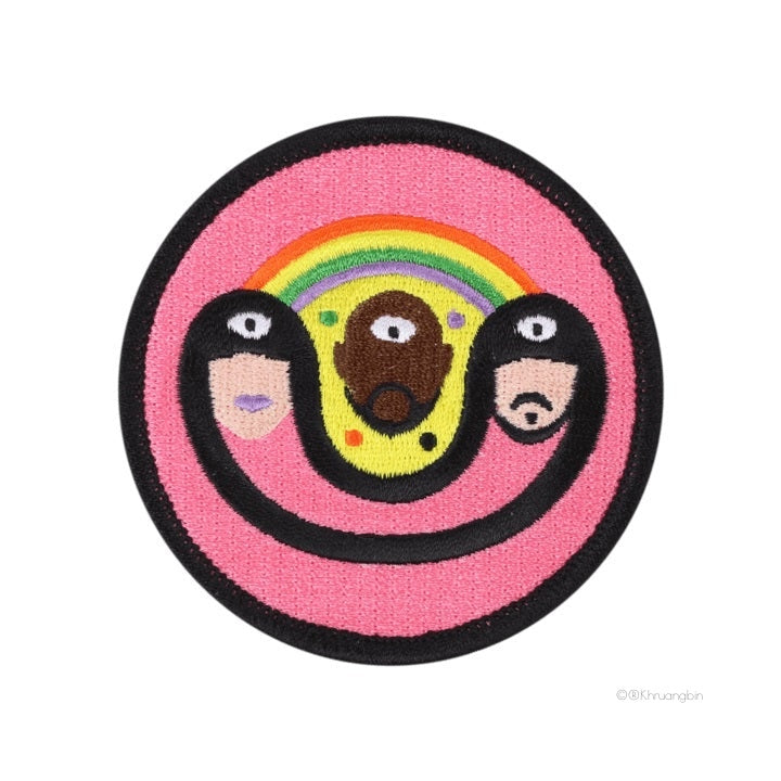 patch-pink-kbin with eye on forehead and rainbow behind them