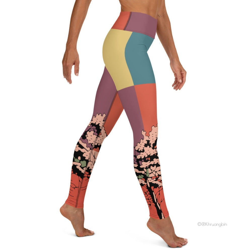 Mordechai Multi Colored Yoga Leggings, with the side view.