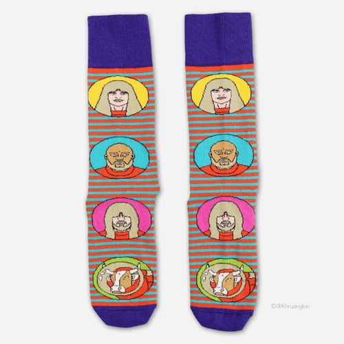 Ardnek Socks, with each band member and cow design. 