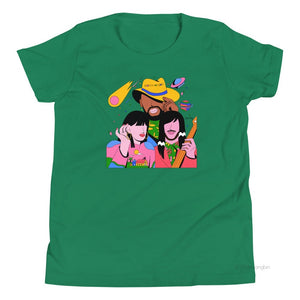 Youth Green shirt with picture of members on front